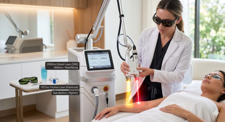 Thulium laser vs erbium laser for skin resurfacing: A Dermatologist’s Guide to Wavelengths, Spot Sizes, Fluence, and Tissue Interaction