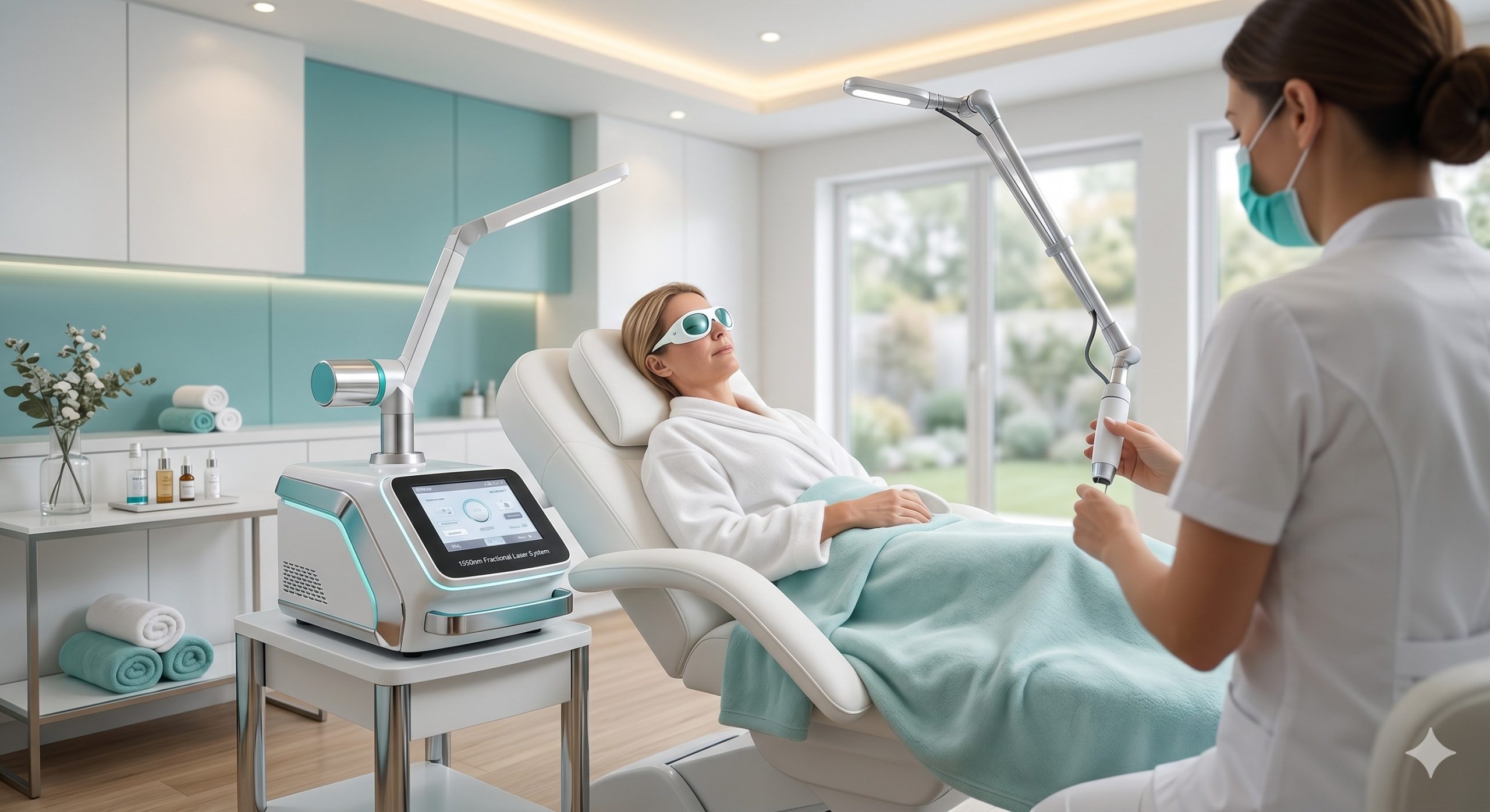 Professional 1550nm Erbium Glass Fractional Laser, Dermal Remodeling & Skin Resurfacing Machine, Painless Epidermal Cooling scenario 2