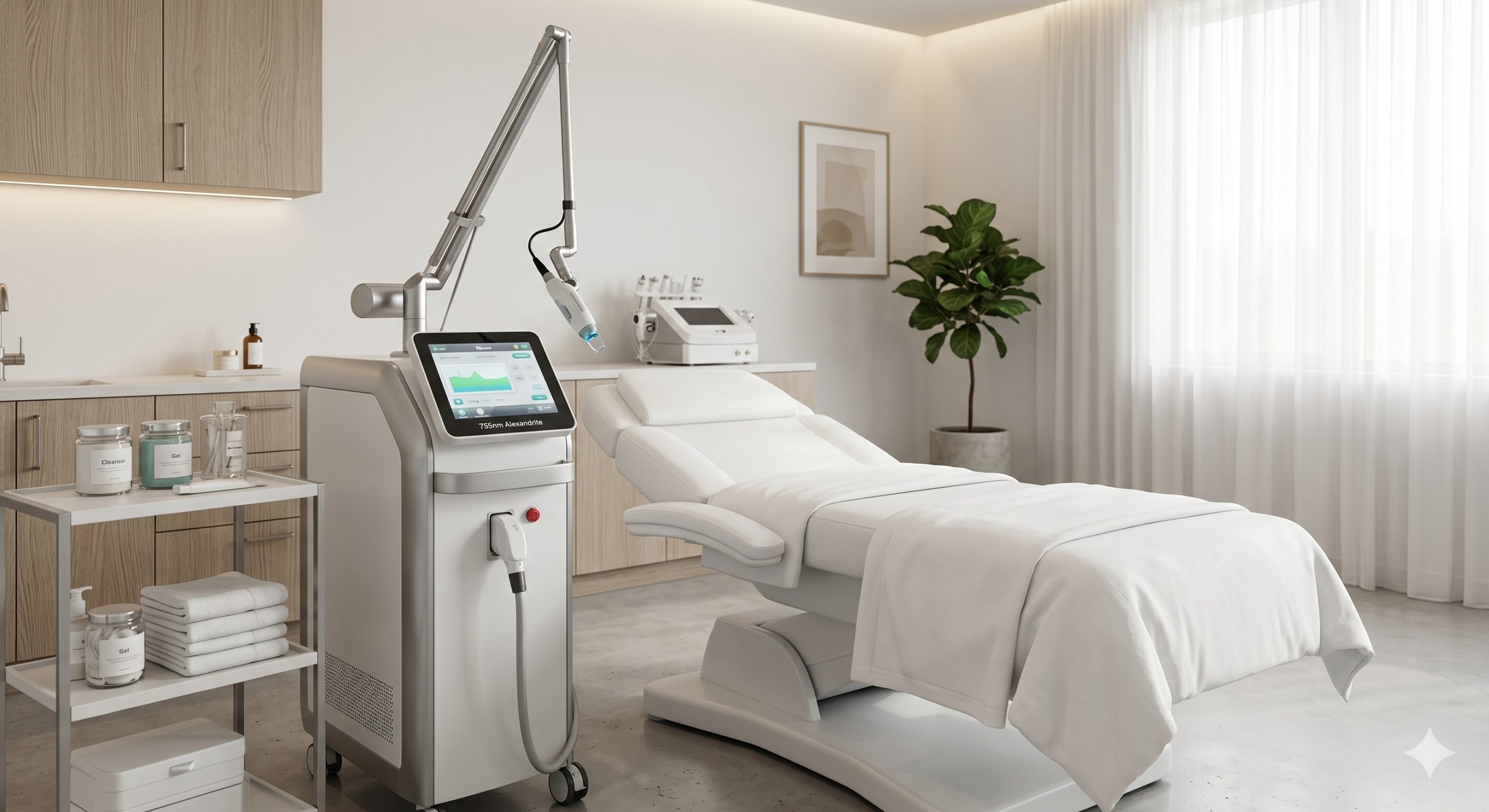 Ready to Ship: 755nm Alexandrite Laser Console | 2-Year Warranty & Free Clinical Training scenario 2