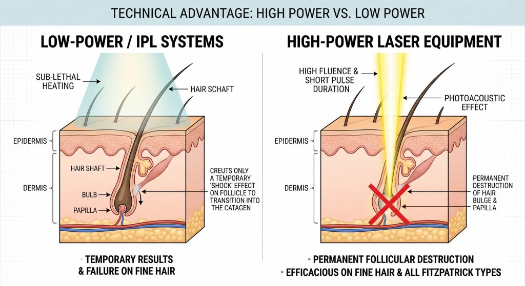 Unwanted Hair No More: The Client's Guide to High-Power Laser Hair Removal Equipment 1 Unwanted Hair No More: The Client's Guide to High-Power Laser Hair Removal Equipment | Cocoon Laser | Technical Advantage Illustration