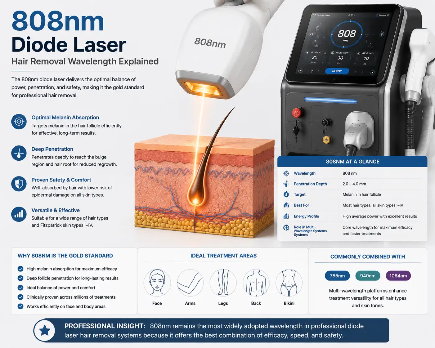 808nm diode laser hair removal wavelength explained