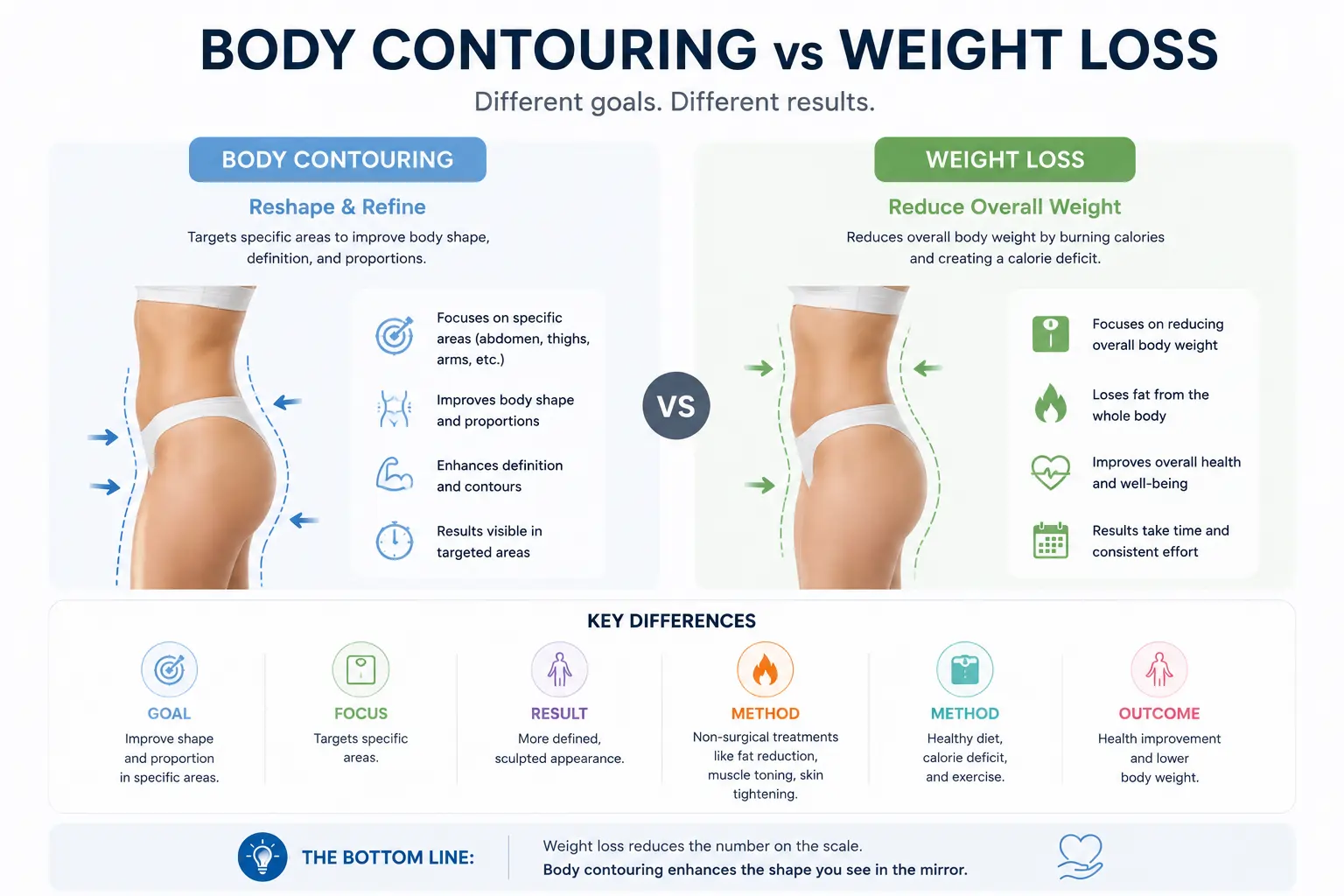 What Is Body Contouring? Complete Guide to Non-Surgical Body Contouring 3 Difference between body contouring and weight loss goals