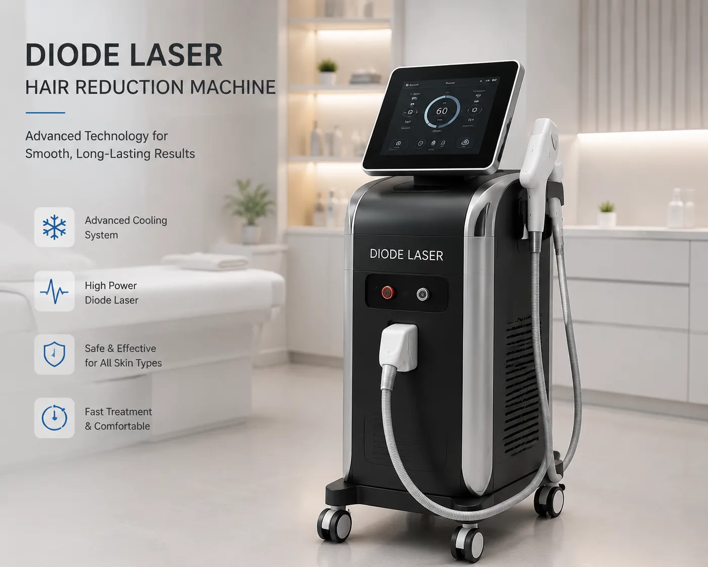 Hair Reduction Laser Machines: Buyer's Guide for Clinics 6 Professional diode laser hair reduction machine with advanced cooling technology