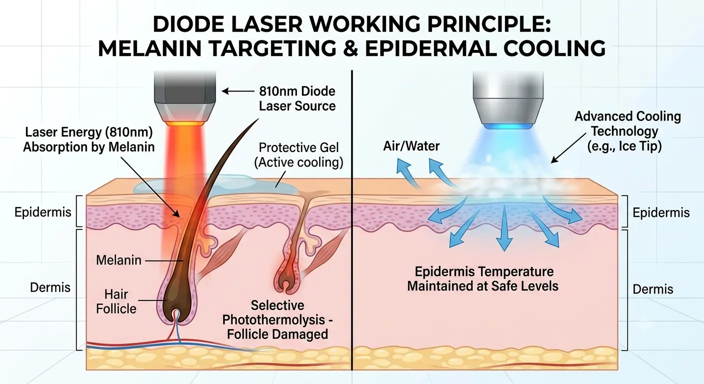 Diode Laser Technology: Complete Guide for Professional Hair Reduction 4 Working principle of diode laser technology for professional hair reduction