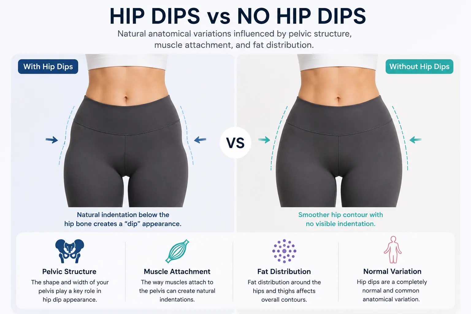 Comparison between natural hip dips and smooth hip contours