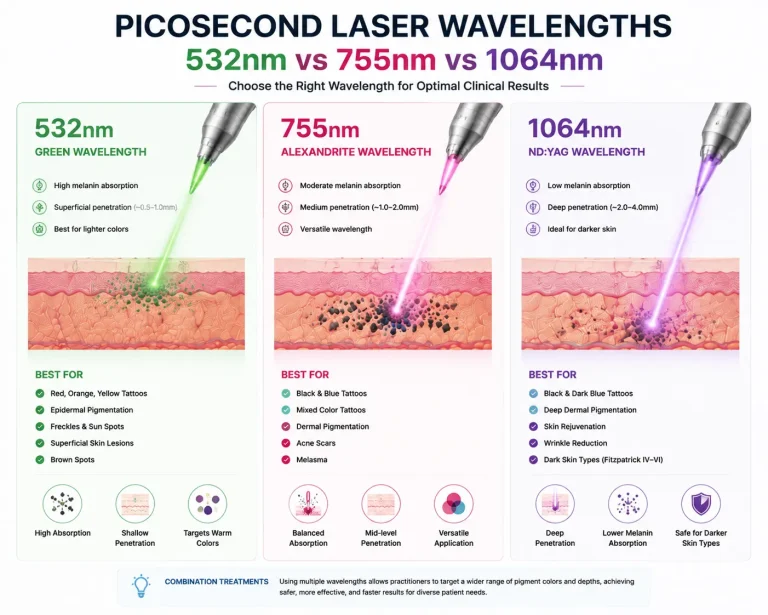 Picosecond Laser Wavelengths Explained: 532nm vs 755nm vs 1064nm