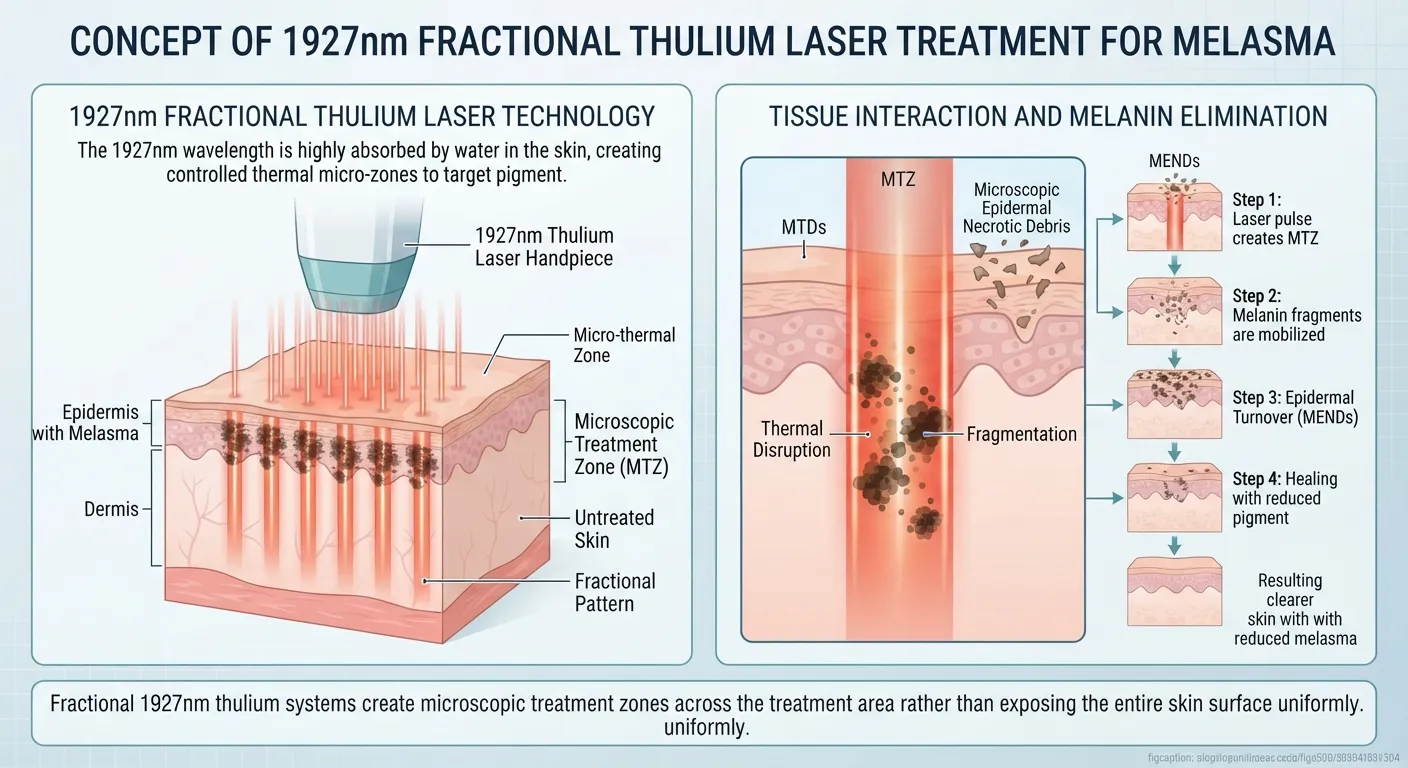Concetto di trattamento del melasma con laser frazionato al tulio a 1927 nm