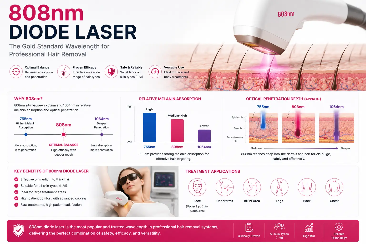 808nm diode laser wavelength for professional hair removal