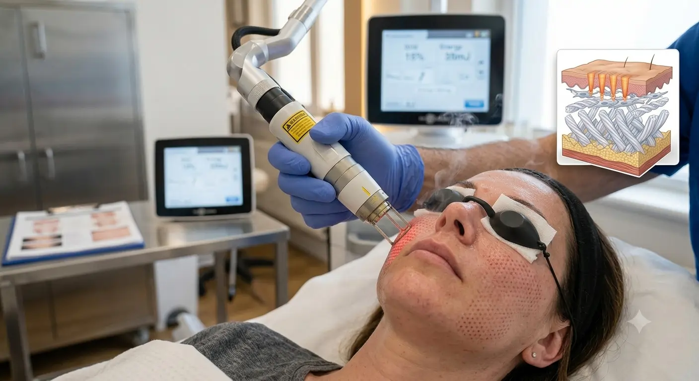 CO2 laser healing process after fractional laser treatment