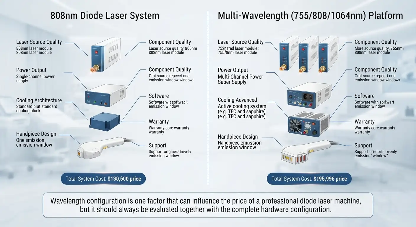 808nm and multi-wavelength diode laser machine price and configuration comparison