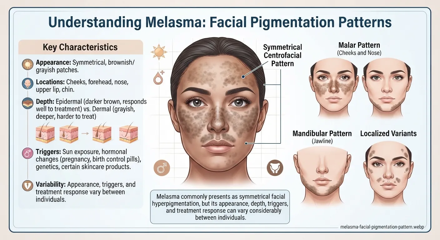 Schema di pigmentazione facciale comune associato al melasma