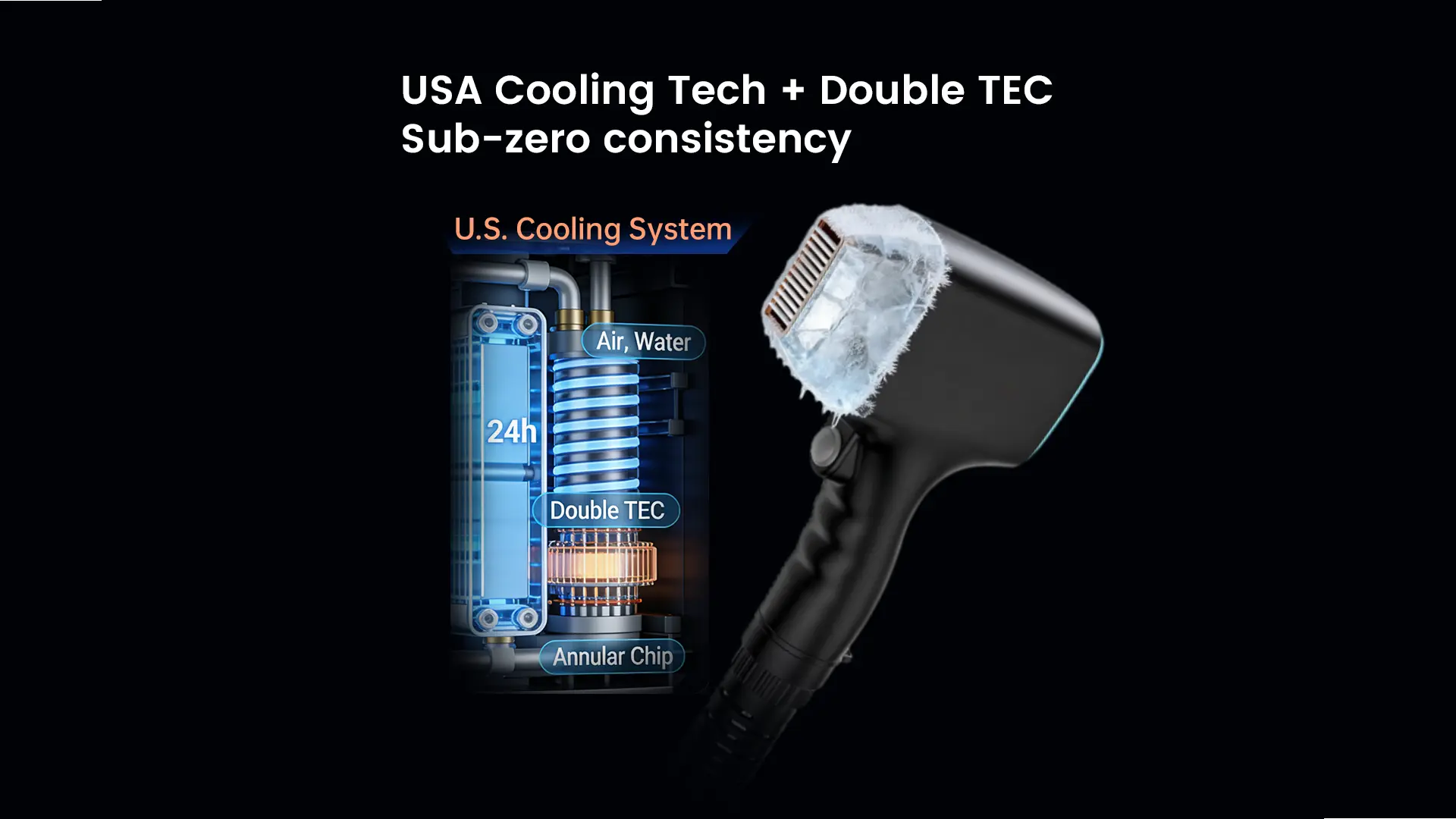Professional 808 diode laser hair removal handpiece with cooling