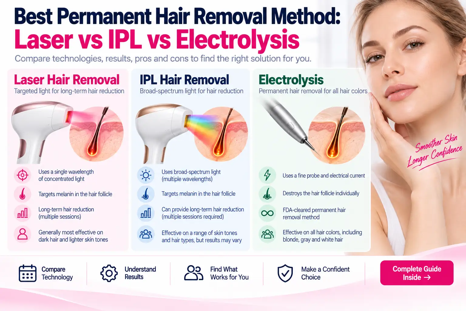 Best Permanent Hair Removal Method: Laser vs IPL vs Electrolysis | Cocoon Laser | best permanent hair removal method