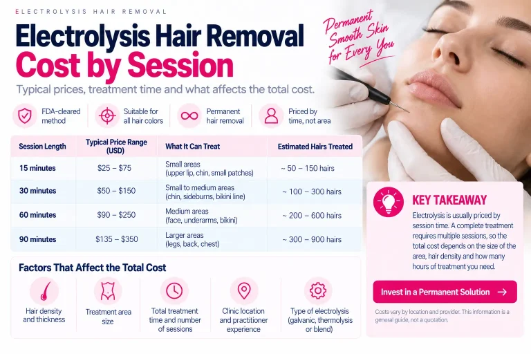 Electrolysis Hair Removal Cost: Prices by Area & Session