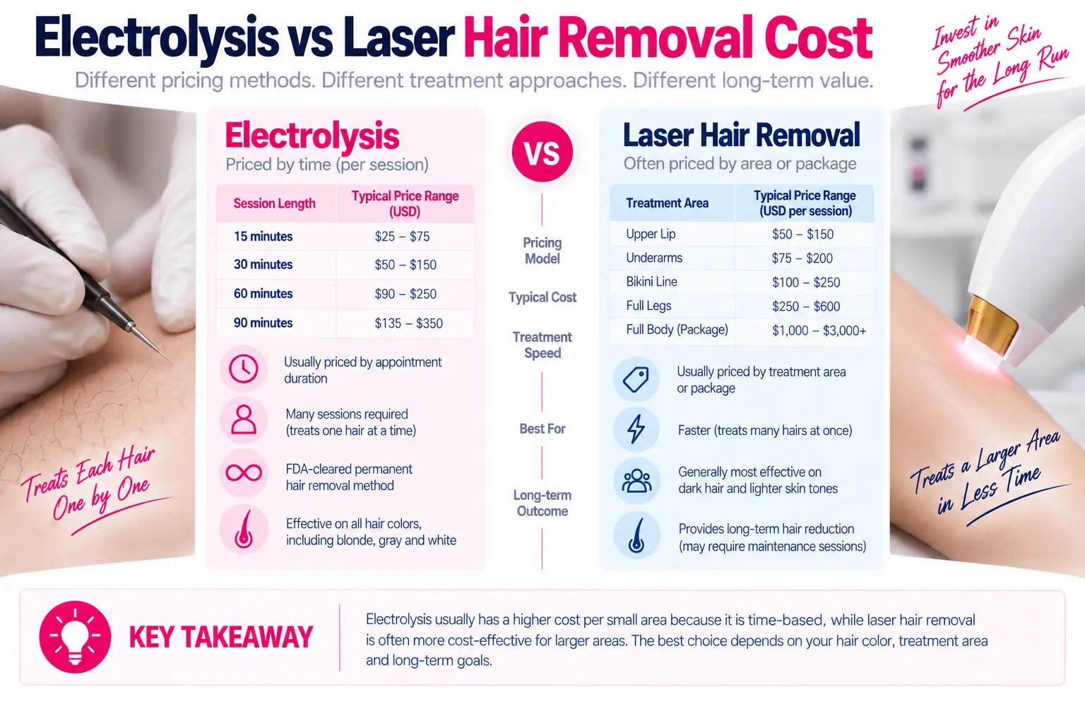 Electrolysis vs laser hair removal cost comparison