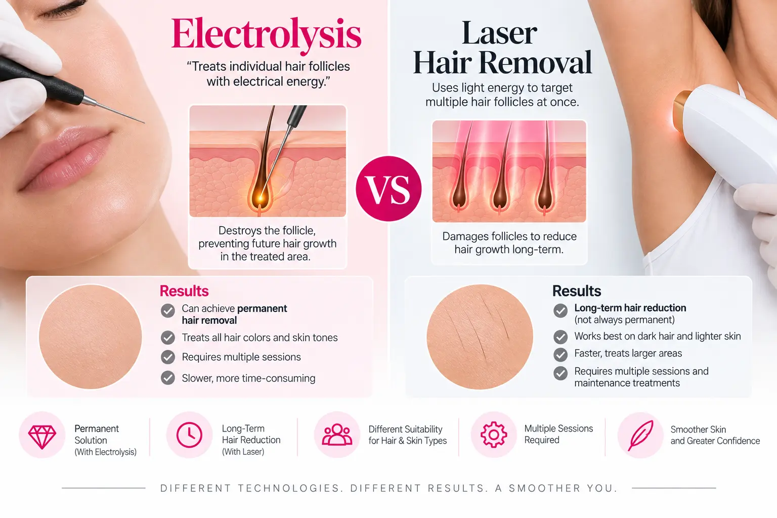 Electrolysis vs laser hair removal permanent results
