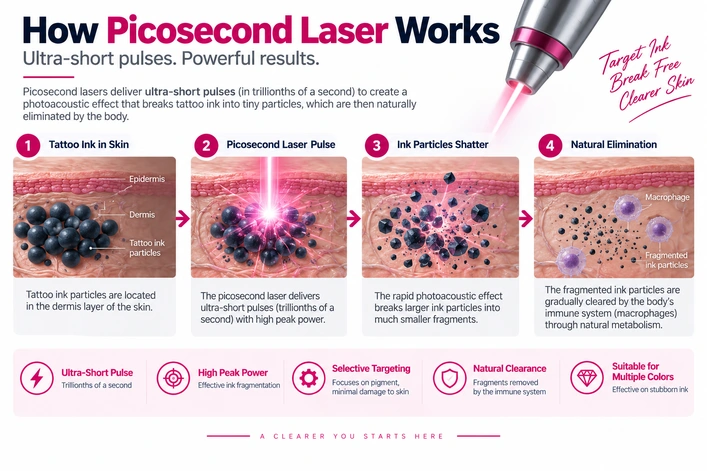 How a picosecond pico laser machine interacts with tattoo pigment particles