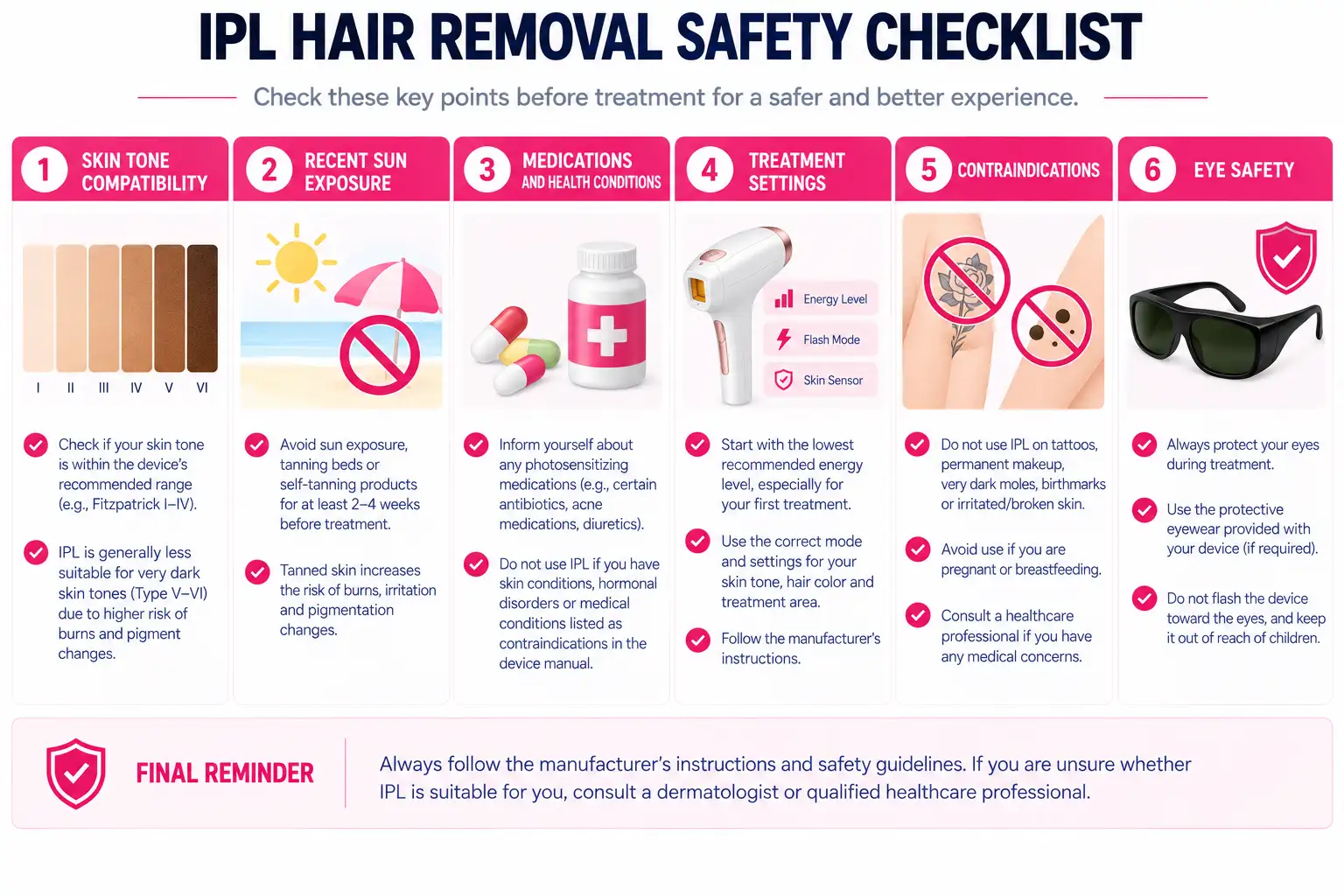 IPL hair removal safety checklist before treatment