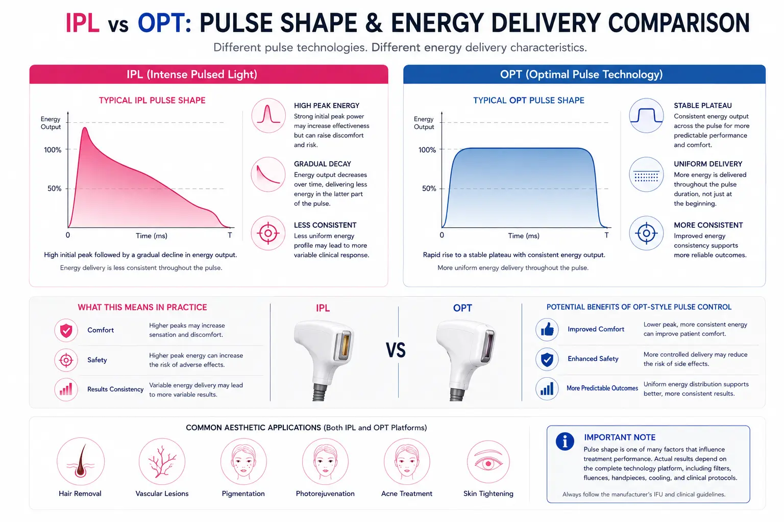 IPL vs OPT pulse shape and energy delivery comparison