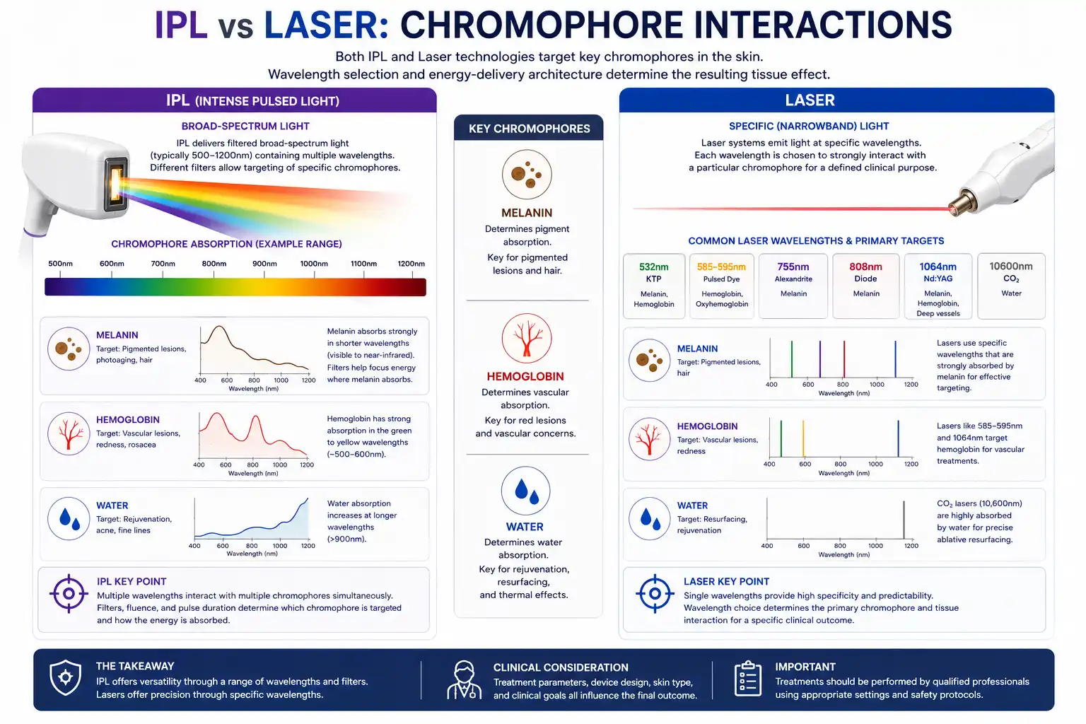 IPL vs laser chromophore absorption melanin hemoglobin and water