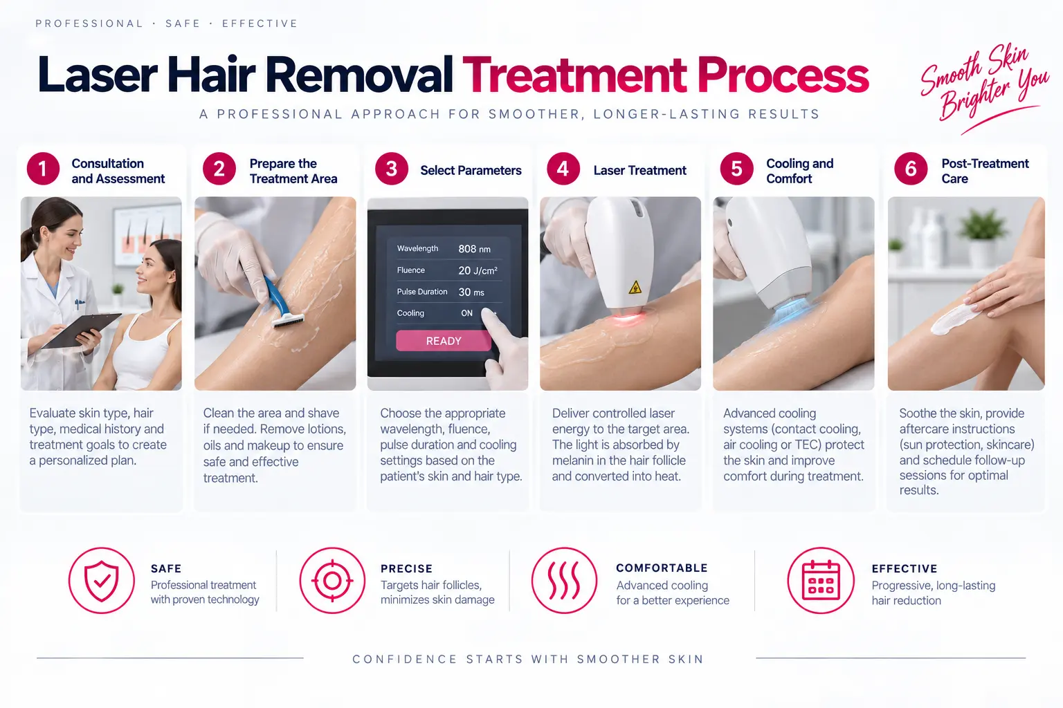Professional laser hair removal treatment process