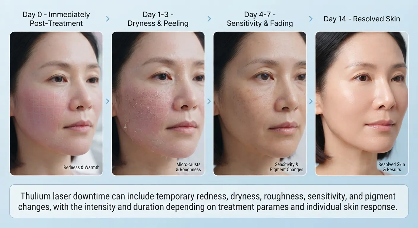 1927nm thulium laser downtime and skin recovery after fractional treatment