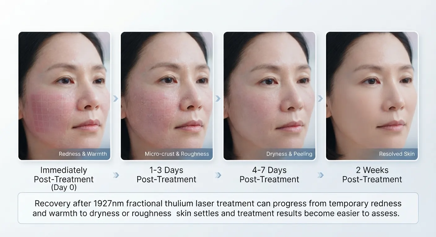 Thulium laser recovery timeline after 1927nm fractional laser treatment