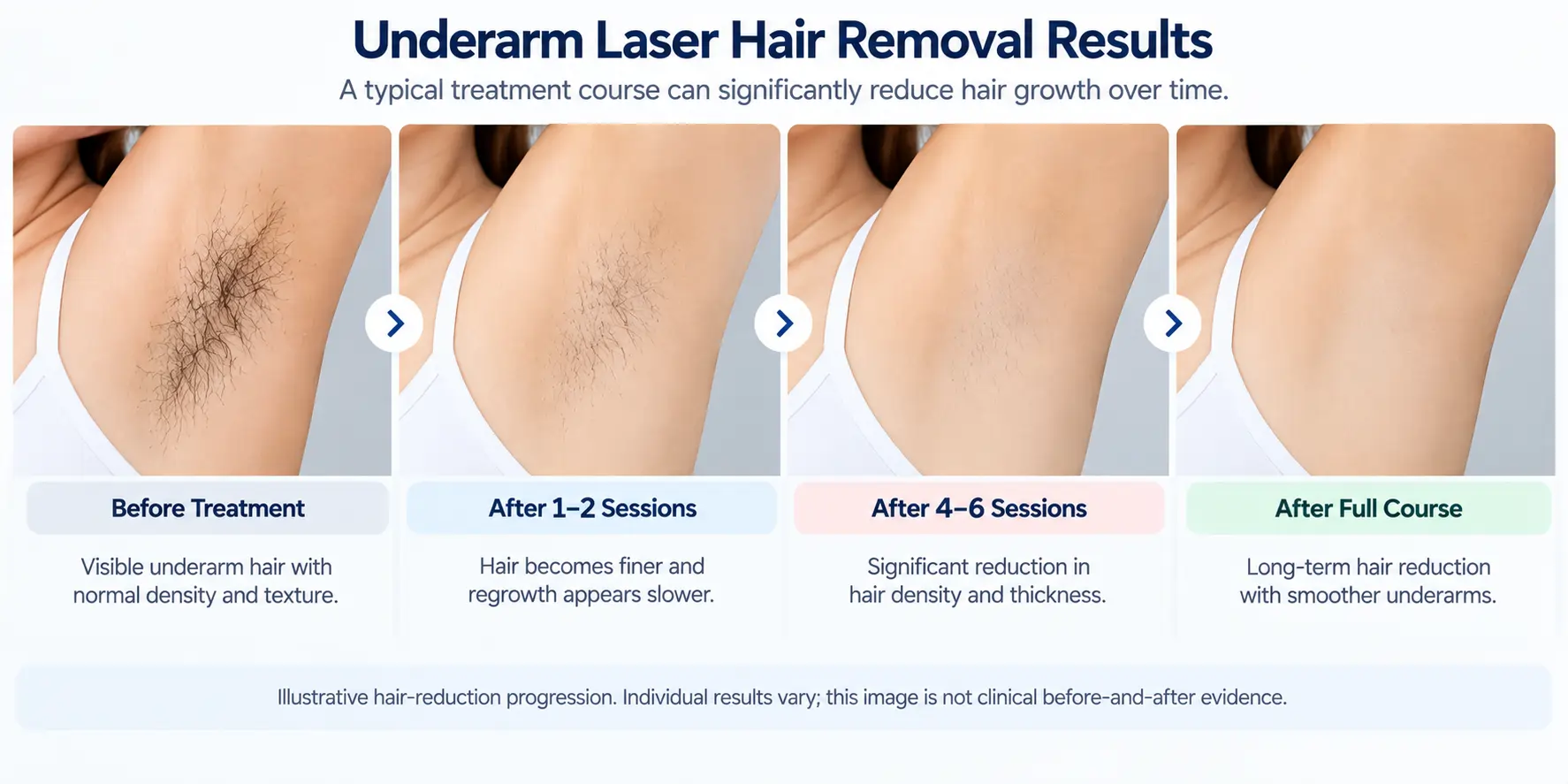 Underarm Laser Hair Removal: Cost, Pain, Sessions & Results | Cocoon Laser | underarm laser hair removal results